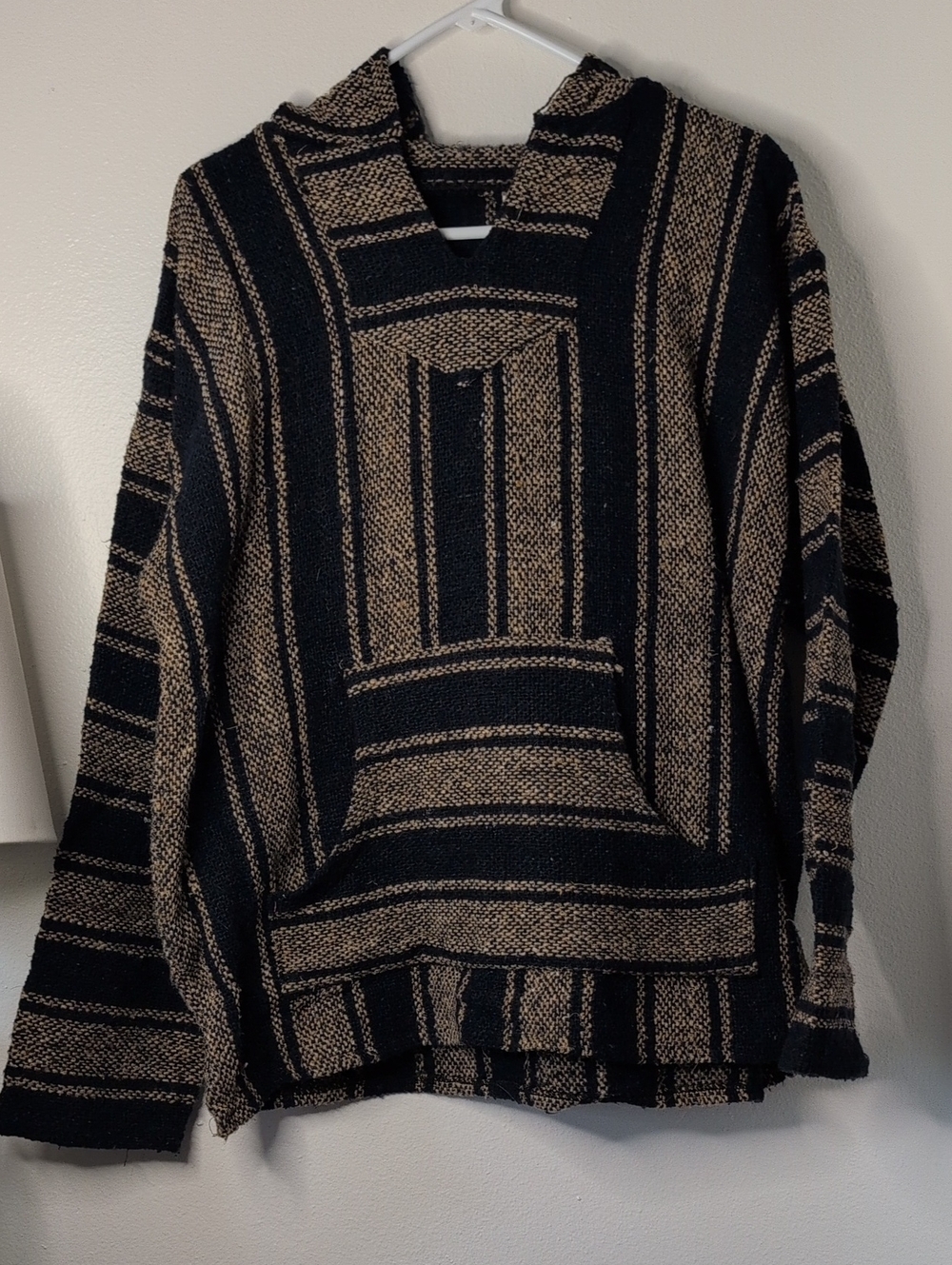 Navy and Tan Baja Hoodie Sweater